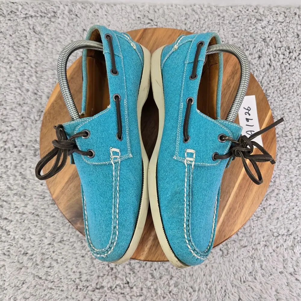 Peter Millar Mens 9M Light Blue Canvas Casual Lifestyle Daily Loafer Boat Shoe